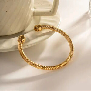 Adelaide Tiger Eye 18K Gold Stainless Steel Cuff Bracelet